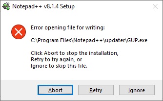 Notepad Update Error