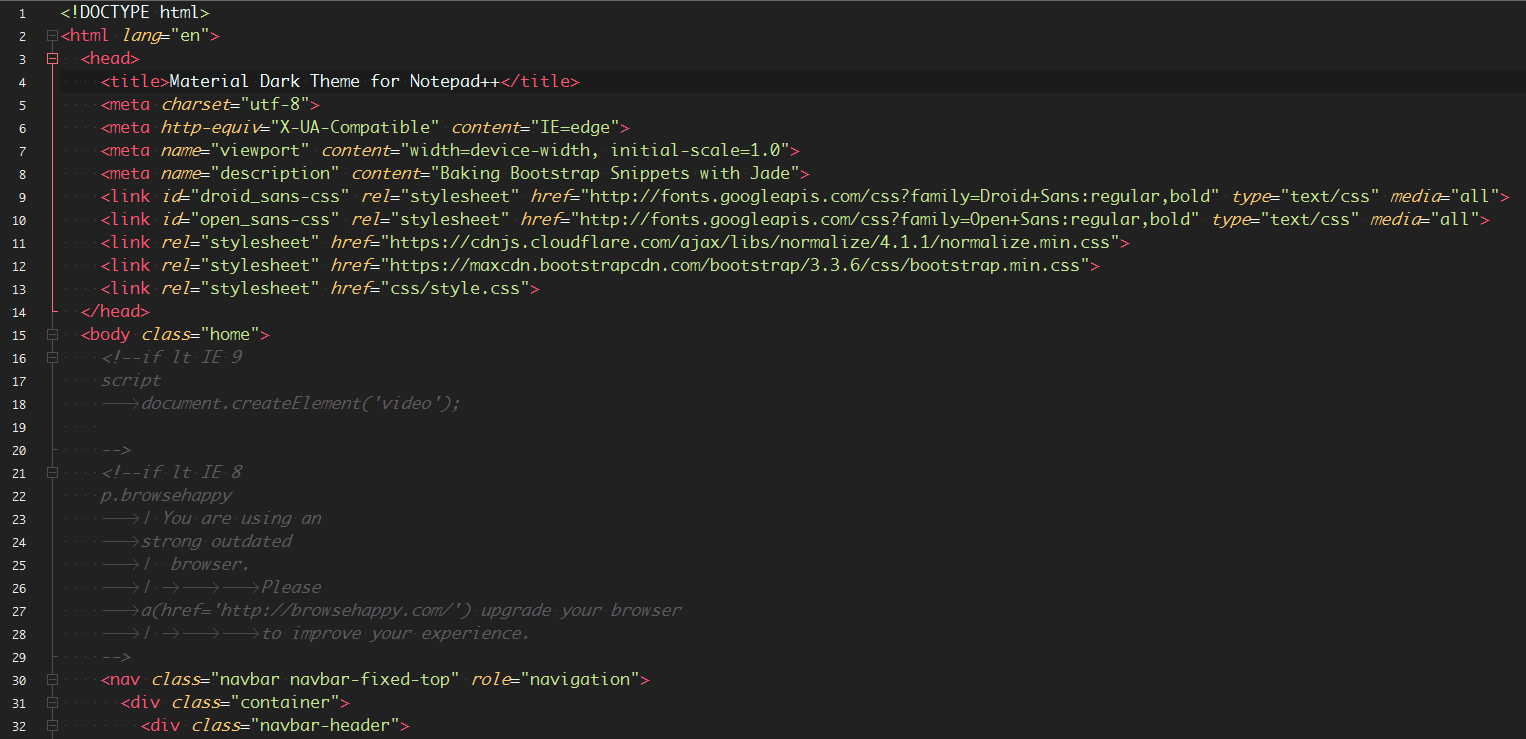 Material Theme Dark for Notepad++